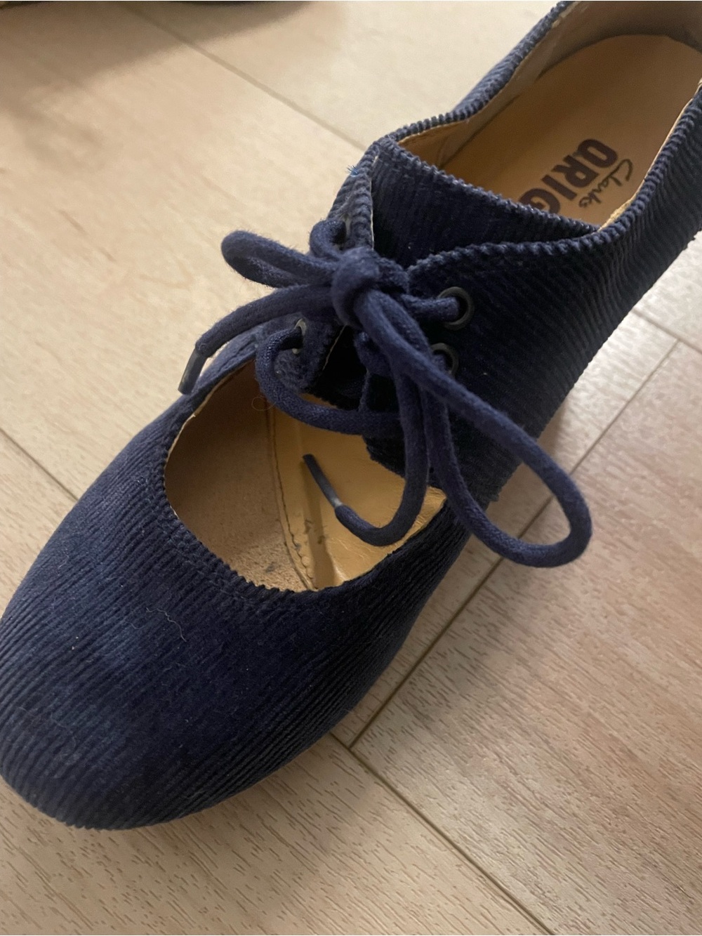 Clarks Navy Corduroy Lace-Up Flat